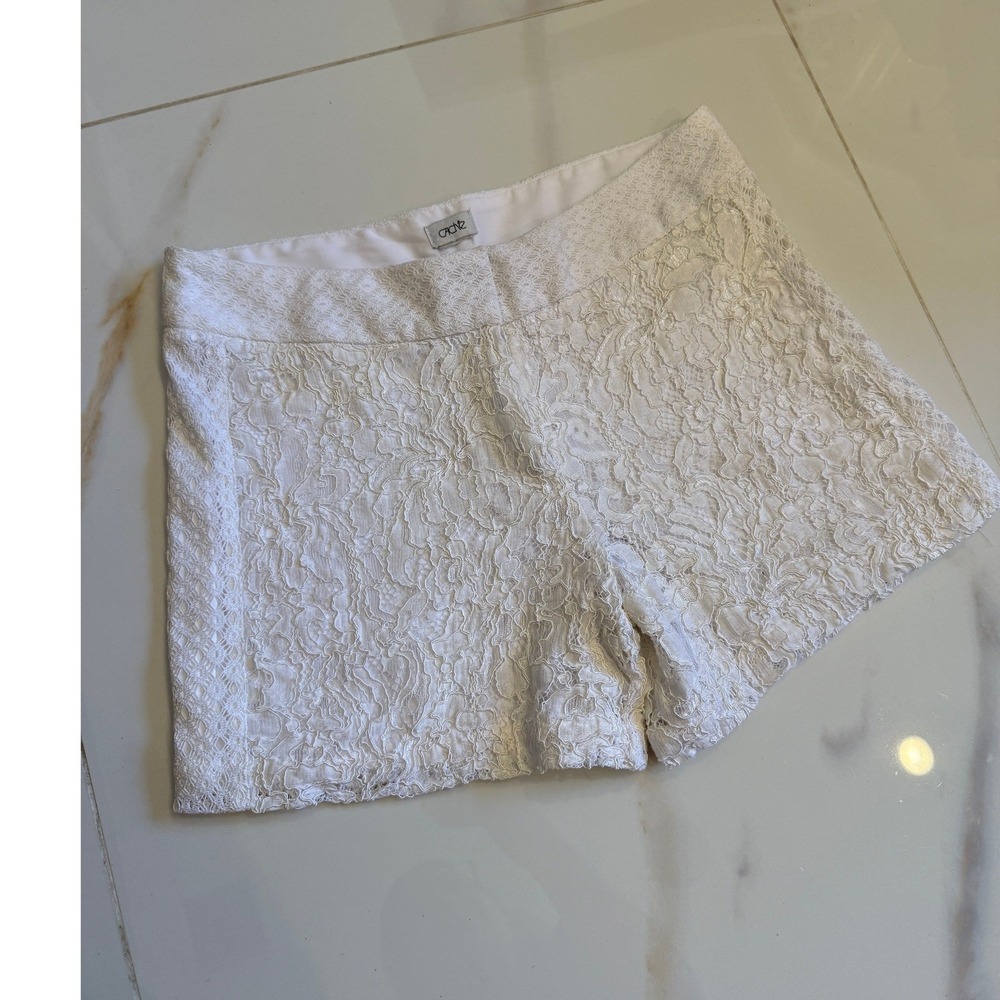 Cache White Floral Lace Shorts Women Size 6 Dressy Bridal Summer Boho